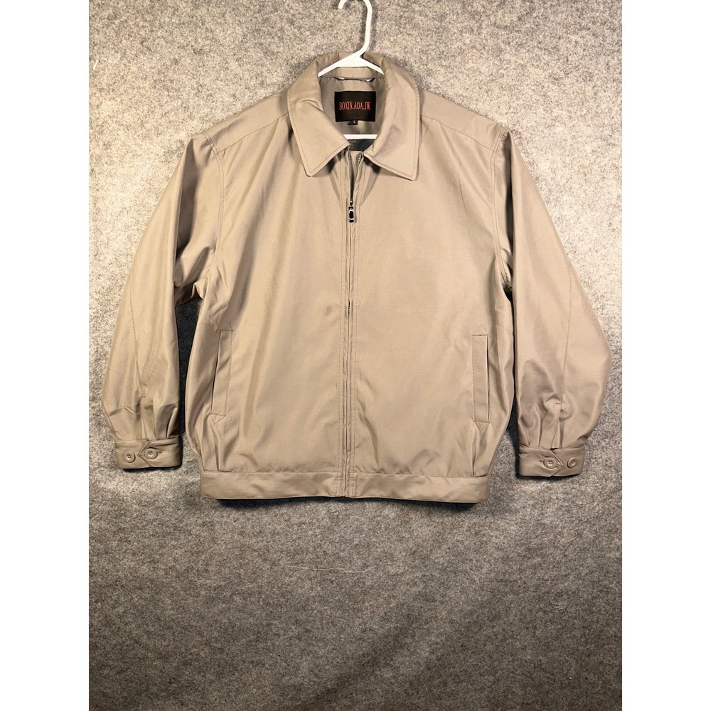 BOXIN.AOA.JW. Mens Harrington Jacket Tan Beige FullZip Lined Coat Large 77149440